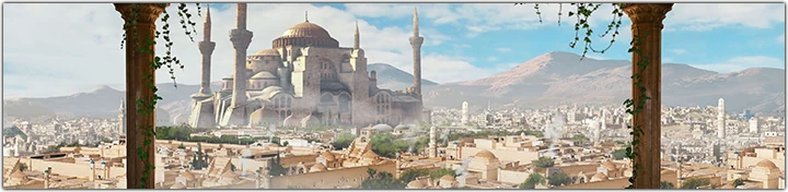 Saraylar ve kubbelerle çevrili şehir